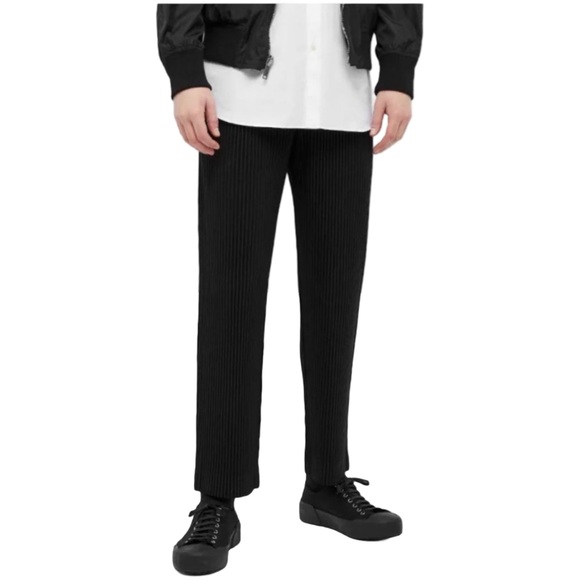 Homme Plissé Men’s Issey Miyake Black Pleats Pants Trousers Cropped Ankle EUC